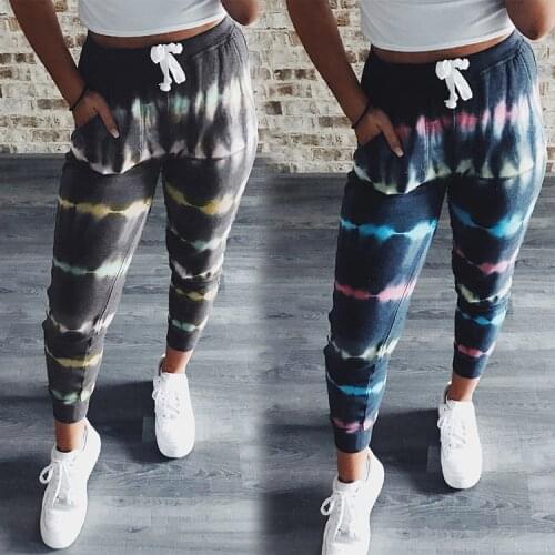 Tie Dye Striped Joggers Sweatpants Women Trousers High Waist Drawstring Running Pants Casual Pants Streetwear Plus Size S-3xl