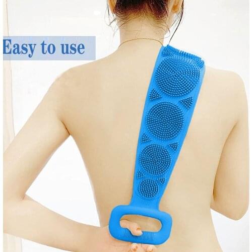 Silicone Back Scrubber Soft Loofah Bath Towel Bath Belt Body Exfoliating Massage For Shower Body Cleaning Bathroom Shower Strap