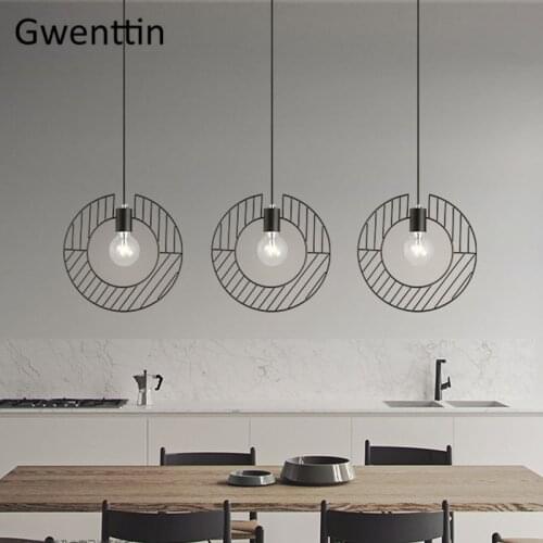 Modern Black Iron Pendnt Lights Living Room Kitchen Hanging Lamps Industrial Lamp Suspension Luminaire Home Lighting Fixtures
