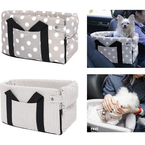 Dog Car Carrier Bag Travel Safety Pet Booster Seat Anti-Collapse Travel Mat Crate for Car Armrest Flip-top Armrest Box Cage Nest