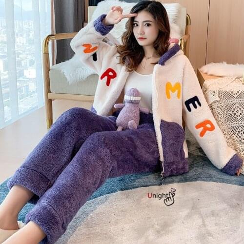 4XL 5XL Big Size Warm Shaggy Winter Pajamas Suit Hood Flannel Coat for Women Sweatshirt Girls Velvet Tops for Female Loungewear