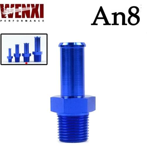 UNIVERSAL ALUMINUM STRAIGHT 1/2" HOSE NIPPLE TO MALE 3/8" NPT FITTING BLUE WX-SL840-08-011