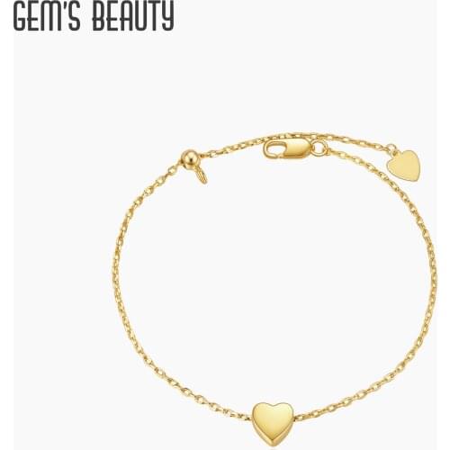 GEMS BEAUTY 18K Gold Filled 925 Sterling Silver Bracelet Cute Dainty Heart Bracelet for Women Fine Jewelry