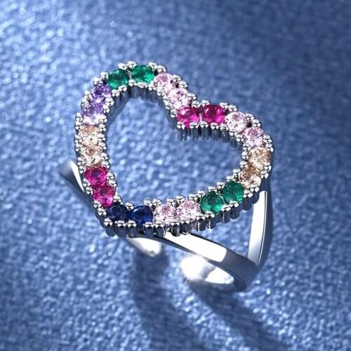 Z & Versaille-Simple Heart Ring For Women Cute Finger Rings For Women Romantic Girlfriend Birthday Gift Zircon Stone Jewelry