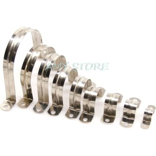 10Pcs 304 Stainless Steel Plumbing Pipe Piping Saddle Clip Brackets U Shaped Saddle Clamp 10-100mm All Sizes