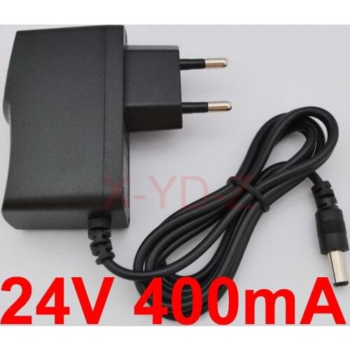 100PCS High quality DC 24V 400mA IC program AC 100V-240V Converter Switching power adapter Supply EU Plug DC 5.5mm x 2.1-2.5mm