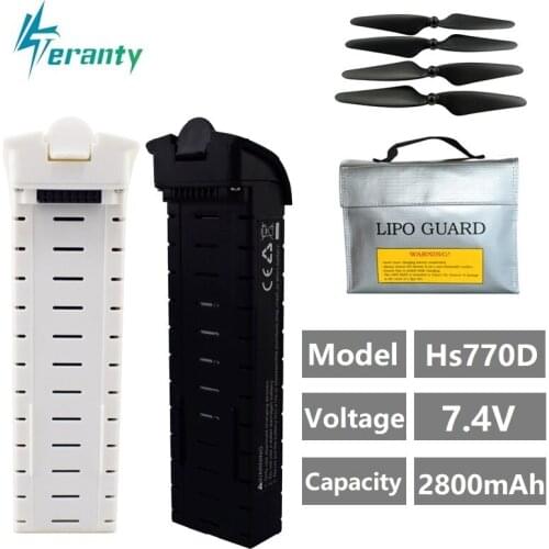 2Pcs/Sets 7.4V 2800mah Lipo Battery White/Black/Gray HS700D Battery With Propeller/Propeller Guards/Bag For 7.4V HS700D Drone
