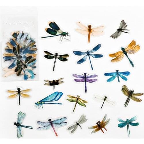 20 pcs/Pack Big Size Dragonfly Notes PVC Decorative Stickers Handbook Planner Decoration
