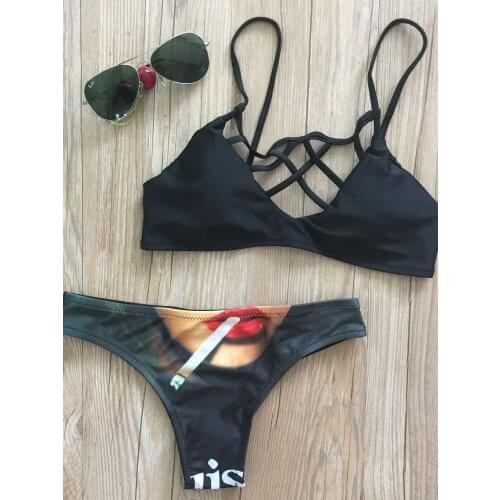 2018 Sexy Bikini Swimwear Women Push Up Swimsuit Bandage Bikini Set Brazilian Summer Beach Bathing Suits female Biquini Print