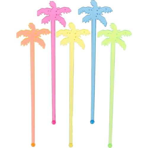50pcs Plastic Night-club Drink/wine Decor Coconut Tree Cocktail Swizzle Sticks Drink Stirrer Coffee Muddler Puddler HOT SALE