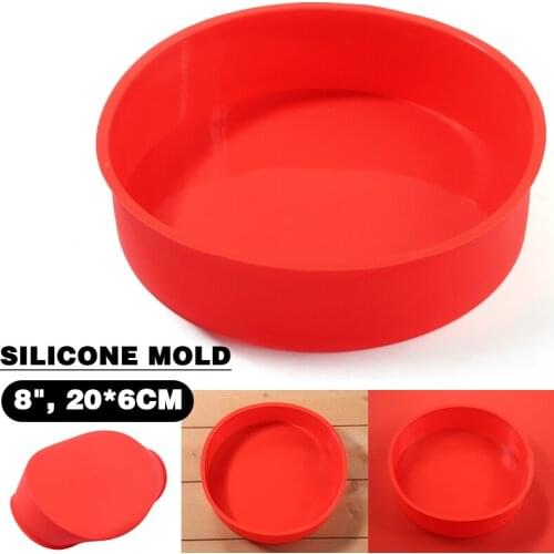 8'' Round Silicone Cake Mold Pan Non-stick Bread Cake Baking Tray Random Color -40-230 Degree Heat Resistent