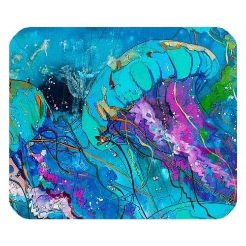 Watercolor Jellyfish Sea Life Art Painting Art Customized Durable Home and Office Mousepad