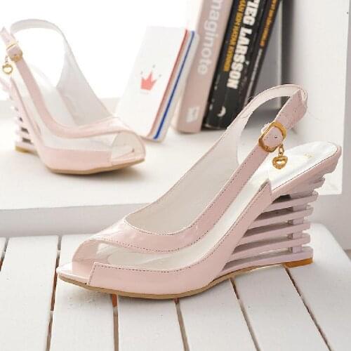 New Women Heel Sandals Buckle Open Toe High Wedge Shoes Womens Summer Shoes Sexy Women Shoes Footwear Size 34-43
