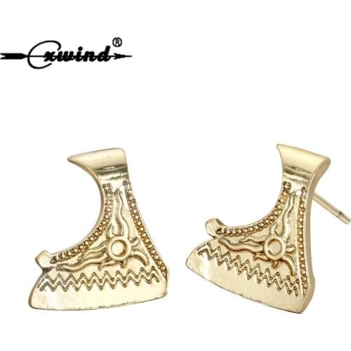 Cxwind Vintage Viking Axe Amulet Earrings for Men Women Retro Pierced Sun of Perun Earrings Jewelry Wholesale brincos