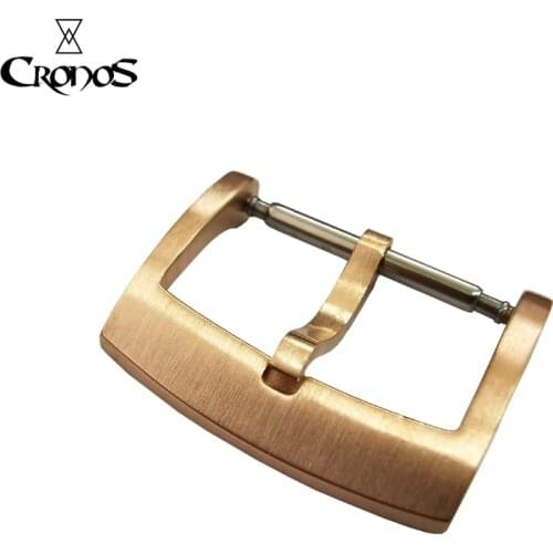 Cronos Solid Bronze CuSn Tongue Buckle for L6002M Watch Parts Fully Brushed 18 20 22 mm 2.0 with Spring Bars