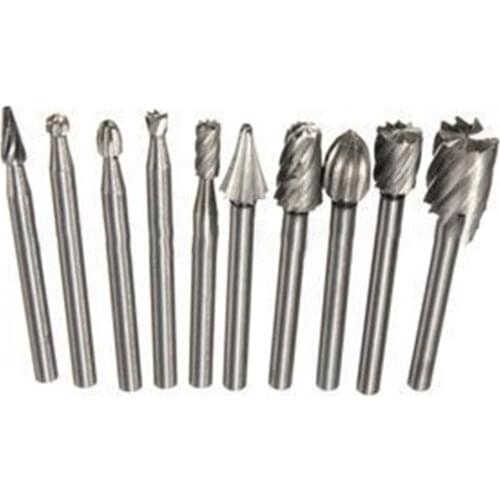 Hot Tools 10 Piece Set Of High Speed Steel Electric Grinder Grinding Head Woodworking Rotary File Milling Cutter Carving Knife