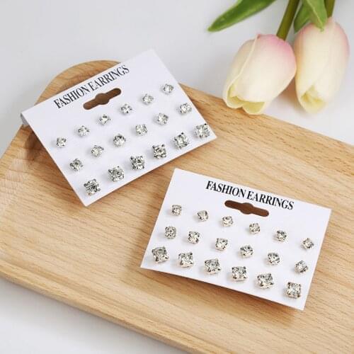 Imitation Zircon Suit Earrings Studs Earrings Party Favors Jewelry Gifts Girlfriend for Birthday Presents