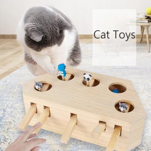Cat Interactive Pet Cat Toy Play Catch Toy Playing Exercise Toys Puzzle Three Holes Five Holes Solid Wood Cat Toy Pet Toys