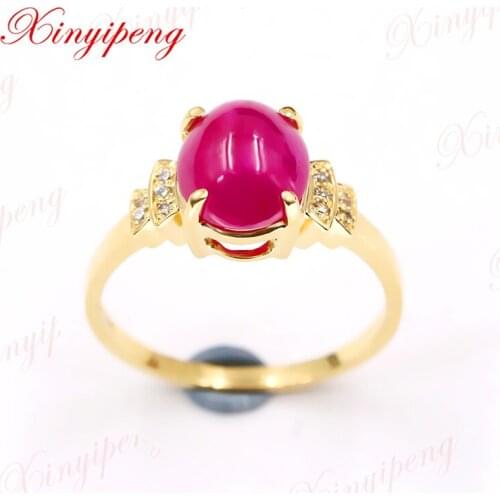 Xinyipeng18K gold inlaid natural ruby ring style beautiful women model