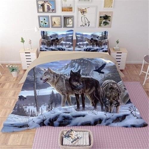 Wolf Bedding Set Animal Print Single Double Duvet Quilt Cover Set Twin Full Queen King Size Animals Bedclothes for Children Home
