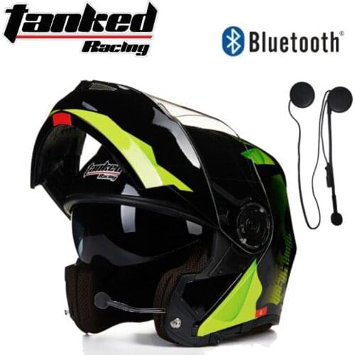 New German Tanked Racing Flip Up Helmet Double lens Motorcycle Helmets ABS Open Face Motorbike Safety helmet with Bluetooth