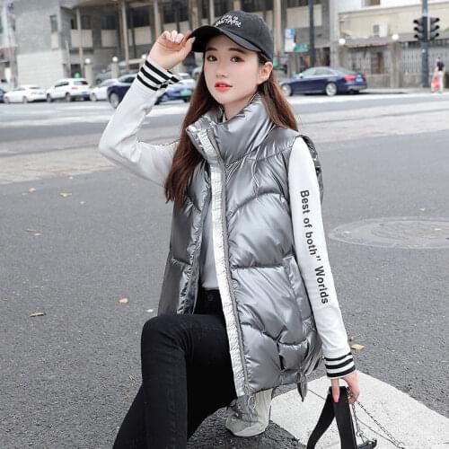 New 2021 Fashion Loose Fit Short Vest Women Thicken Cotton Padded Women Winter Vest Sleeveless Jacket Women Waistcoat X397