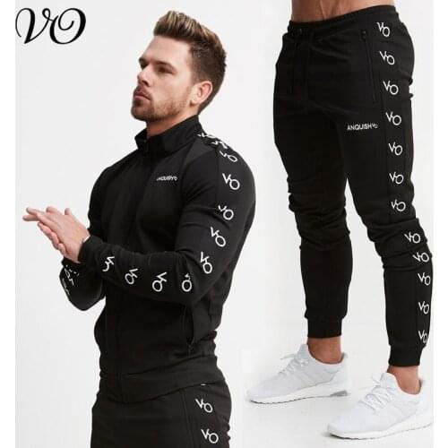 Spring and autumn new cotton sports suit jogger fashion zipper jacket plus casual mens trousers brand mens clothing