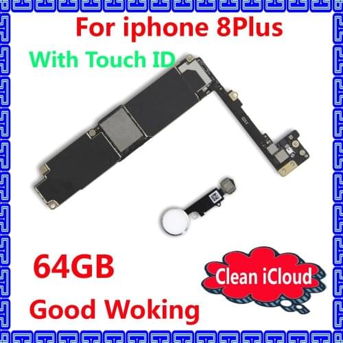 64GB Original motherboard with IOS system for iphone 8Plus,Clean iCloud mainboard for iphone 8 plus with / without touch ID+Chip