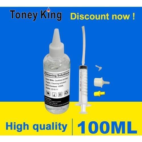 Toney King 100ML Printhead Cleaning Liquid Pigment Ink With Syringe all tool For Canon For Epson For HP For Brother Printer Head