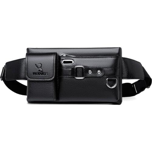 Weysfor Genuine Leather Waist Packs Men Waist Bags Fanny Pack Belt Bag Phone Bags Travel Waist Pack Male Small Waist Bag Leather