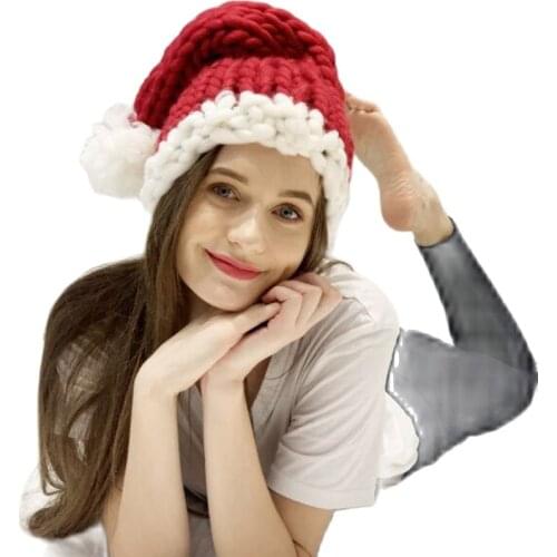Christmas Hat Iceland Hair Hand-woven long Tail Ball Skullies Beanies Autumn Winter Warm Parent-child Knitted Cap For Women Girl