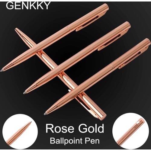 2/20/PCS Rose Gold Ball-point Pen Stainless Steel Rod Rotating Metal Ballpoint Pens Stationery For Office & School Supplies