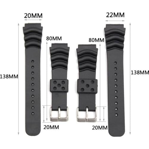 18/20/22mm Black Soft Silicone Diver Rubber wristband For Seiko Watch Replacement watch Strap Bracelet With Spring Bars Tool Set