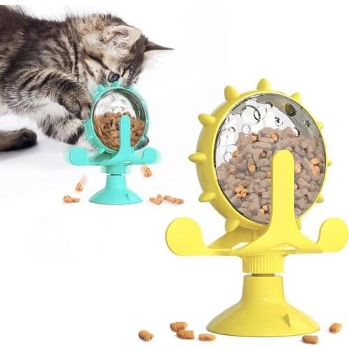 Windmill Cat Toy Turntable Teasing Leaking Food Pet Supplies with Suction Cup Interactive Cats Improve IQ Puzzle Training Toys