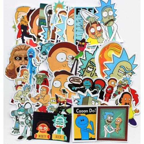 Cartoon Anime Rick And Morti Sticker Waterproof Skateboard Travel Suitcase Phone Laptop Childrens Self-Adhesive Sticker