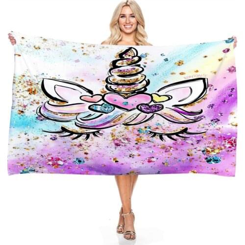 Custom Unicorn High Quality Adult Luxury Beach Towel Creative Cute Cartoon Quick Dry Towels For Swimming Shower Beach Towels