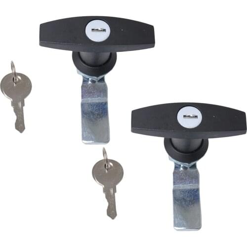 2pcs Anti-theft T-shape Handle Locks with Keys T Handle Garage Door Lock for Distribution Cabinet Caravan Trailer RV Toolbox