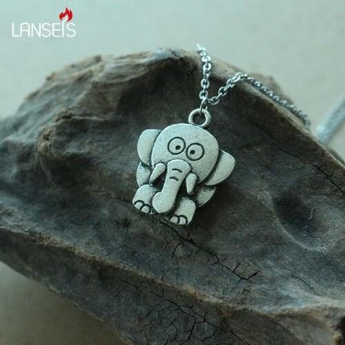 Lanseis 20pcs cute animal necklace pendant women Kawaii elephant pendant