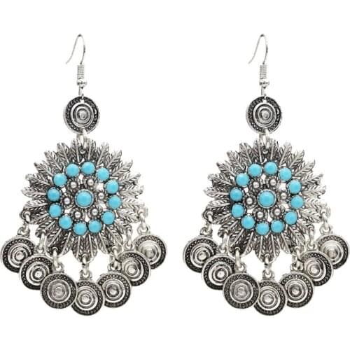 Afghan Flower Shape Drop Earrings for Women Coin Tassel Statement Jhumka Earring Female Party Jewelry Turkish Gypsy Indian