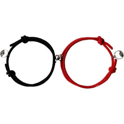 1 Pair Happy Words Attract Wealth and Fortune Charm Magnetic Bracelet Female INS Simple Student Couple Jewelry