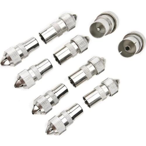 10pcs (5 x Male, 5 x Female)TV Aerial Coaxial Cable Connectors Adaptor