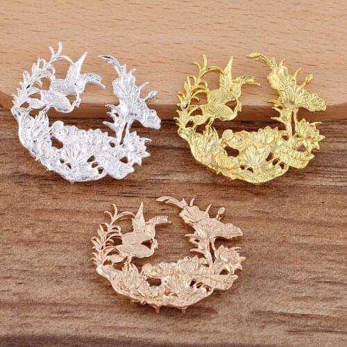 10 PCS 33*38mm Metal Alloy Flowers Gold Silver color Connectors Charm DIY Accessories For Jewelry Making