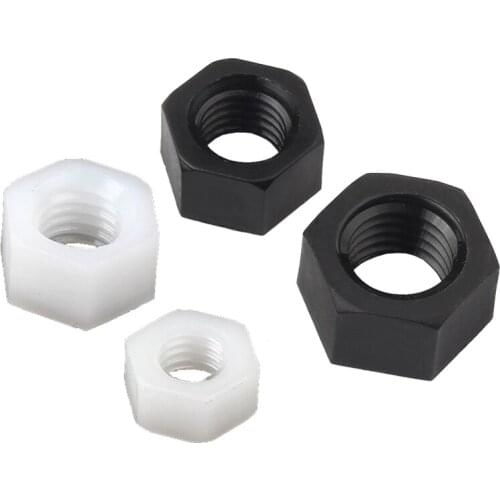 100pcs/lot M2 M2.5 M3 M4 M5 M6 M8 M10 Black or White Nylon Hex Nut Hexagon Plastic Nuts