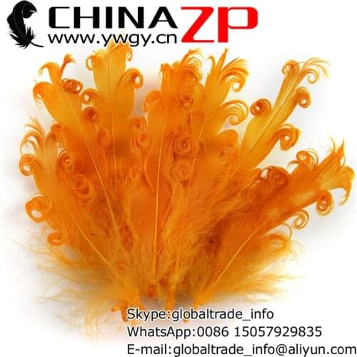 CHINAZP Factory 100pieces/color/lot Top Quality Dyed Orange Goose Satinettes Curled Loose Feathers for DIY Decorations