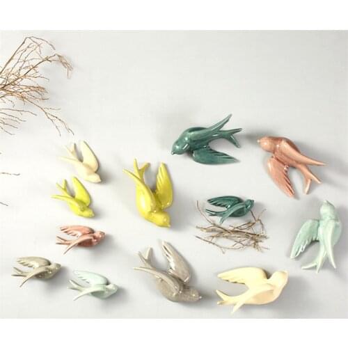 European Style Ceramic 3D Wall Hanging Bird Ornaments Home Furnishing TV Background Decoration Creative Simulation Bird Crafts