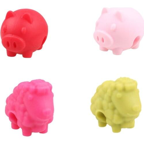 4pcs Silicone Animal Shape Spill-proof Pot Lid Rack Creative Overflow Stoppers Pot Cover Lifter Random Color Pig Sheep A50