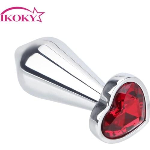 IKOKY Anal Plug Heart Shaped Crystal Jewelry Metal Butt Plug Prostate Massager Erotic Sex Toys for Men Women Masturbation