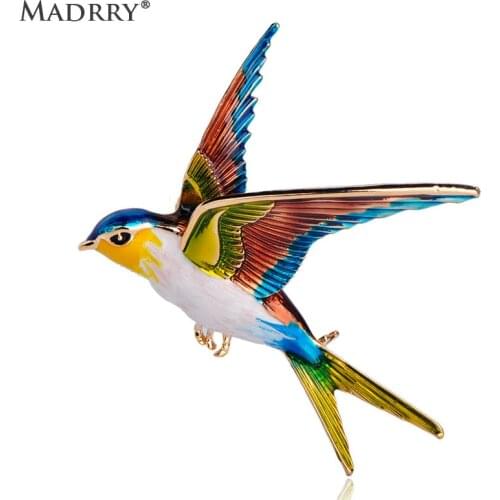 Madrry Swallow Bird Shape Brooch New Arrival Colorful Enamel Animal Brooches For Women Kid Sweater Scarf Suit Lapel Pins Jewelry