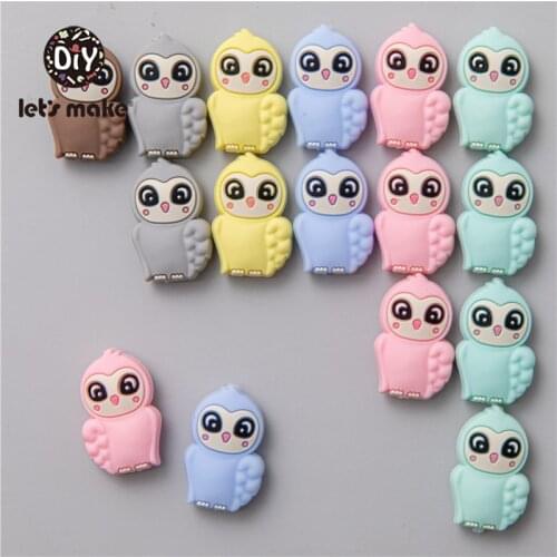 Lets Make Pink Shy Owl Baby Teether Clip Toy Silicone Jewelry Pacifier Clip Chain Accessories Toys DIY BPA Free Silicone Bead