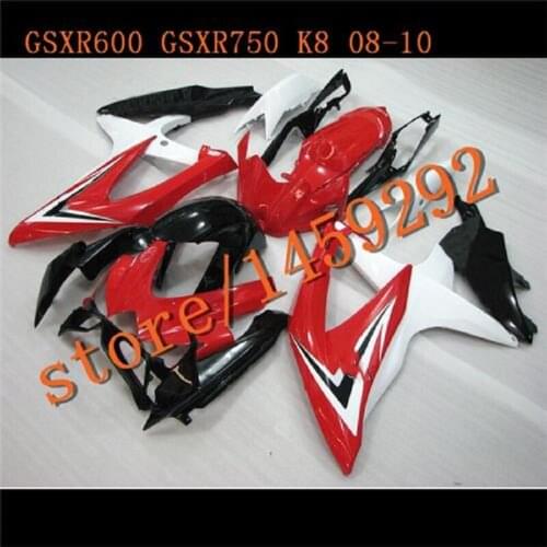 For GSXR 750 2008 - 2010 K8 Bodywork GSX R 750 2010 Fairings GSXR 600 2010 red white Black Body Kits